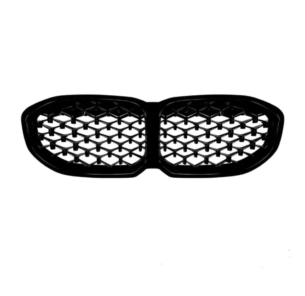Griglia Frontale Radiatore Nero Lucido Compatibile con Serie 1 F40 (2019-2024), Mascherina Anteriore Design Nido d'Ape Trama a Diamante, Ricambio Tuning Plastica ABS