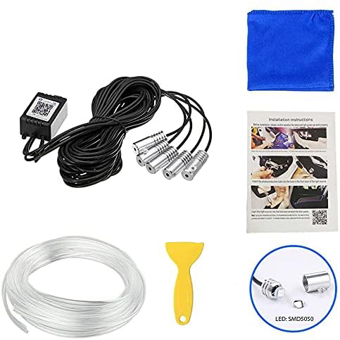 Led Interno RGB Auto Ambientale 6 Metri 5 In 1 Illuminazione Multicolore Cruscotto, Fibra Ottica RGB, Controllo Con APP, Tuning Auto Camion Furgone