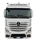 Adesivo Parasole Frontale Personalizzato MERCEDES-BENZ Camion (Actros/Atego) | Scritta Autista/Azienda 13cm Altezza | Vinile Truck Max 135cm