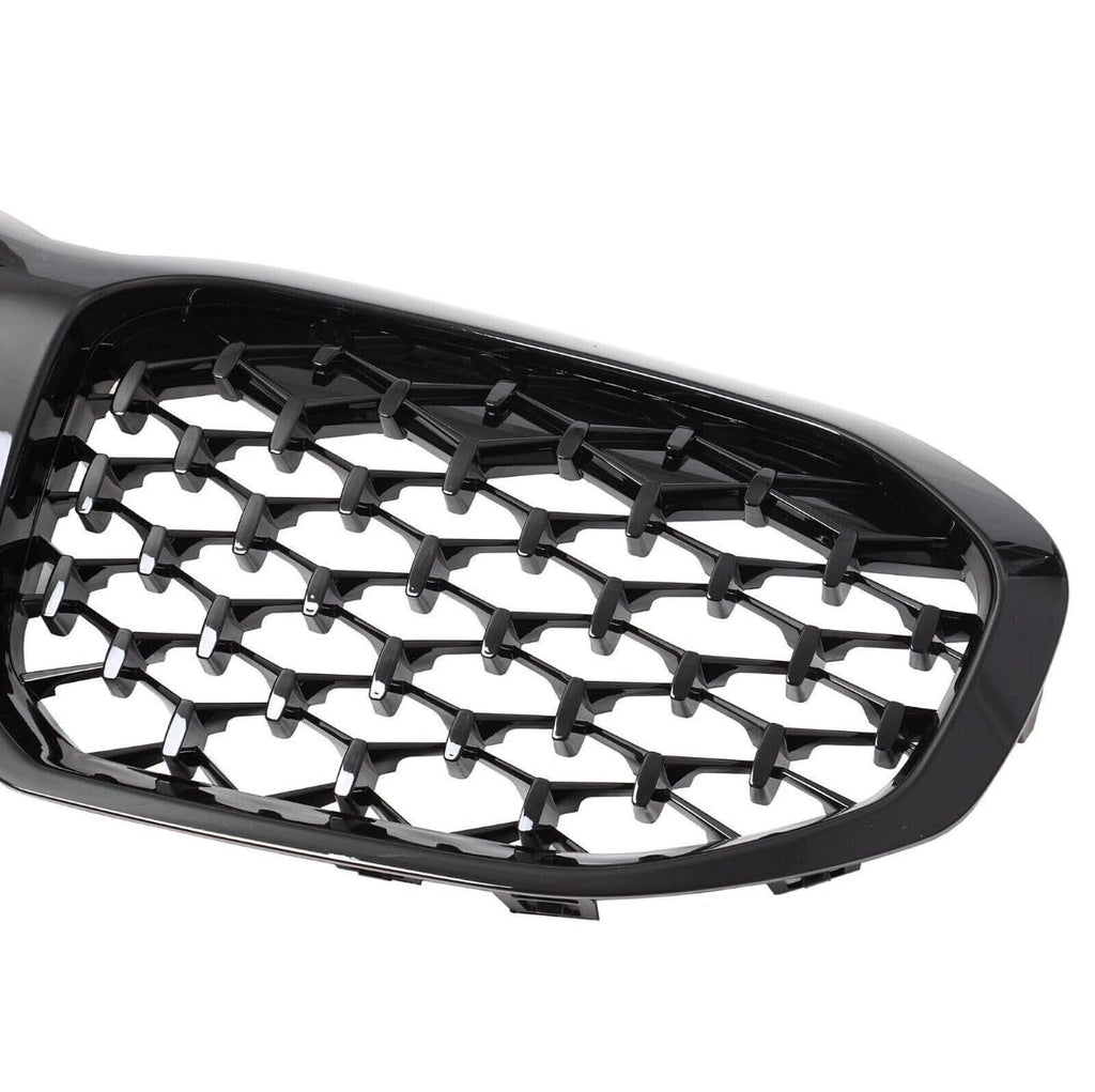Griglia Frontale Radiatore Nero Lucido Compatibile con Serie 1 F40 (2019-2024), Mascherina Anteriore Design Nido d'Ape Trama a Diamante, Ricambio Tuning Plastica ABS