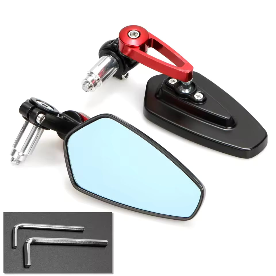 Specchietti End-Bar Universali CNC – Rosso/Nero