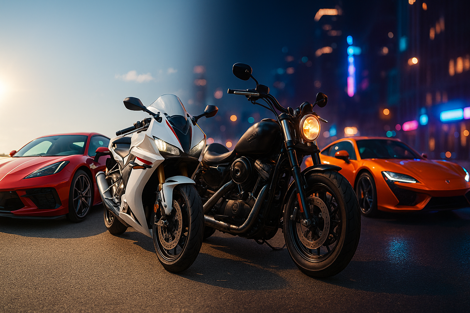 molto bello quello che mi hai creato prima ma non adattava bene alle misure, fammene uno con molte moto/auto in questa maniera magari di giorno e notte boh vedi tu però l'importante che quando apro il sito si veda di una buona qualità